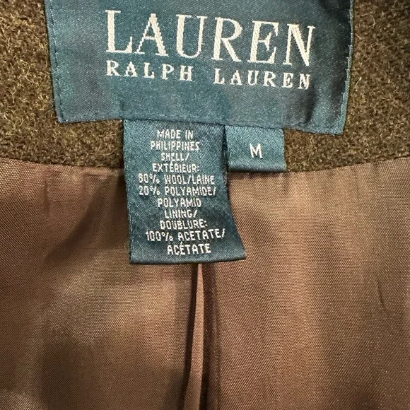 Lauren by Ralph Lauren Olive Wool Wrap Coat with Belt- Women’s Size Medium - Picture 3 of 10